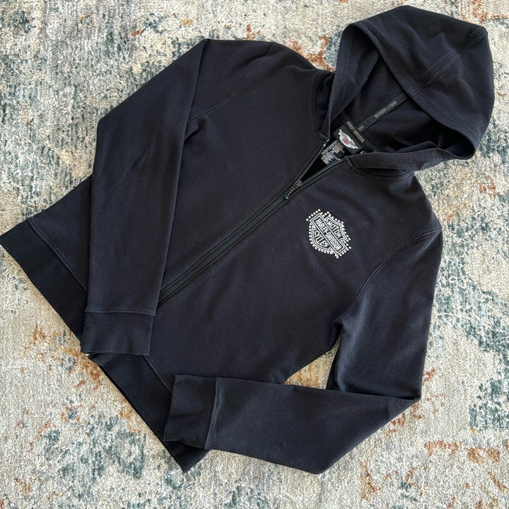Harley-Davidson Black Zipper Hoodie, Size L